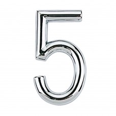 Número 5 De Aço Zamac Auto-adesivo 7,5cm Cromado Bemfixa