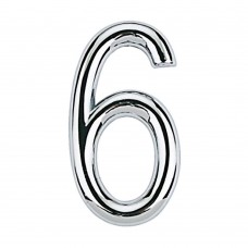 Número 6 De Aço Zamac Auto-adesivo 7,5cm Cromado Bemfixa