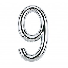 Número 9 De Aço Zamac Auto-adesivo 7,5cm Cromado Bemfixa Número 9 De Aço Zamac Auto-adesivo 7,5cm Cromado Bemfixa