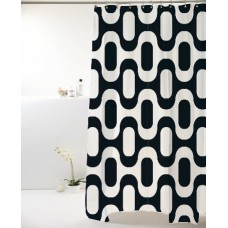 Cortina P/ Box Poliester 198x180cm Geométrica Ipanema Preto/branco Bella Casa Colorful