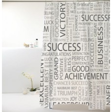 Cortina P/ Box Poliester 198x180cm Palavras Cinza Bella Casa Colorful