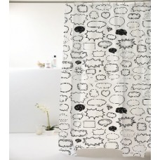 Cortina P/ Box Pvc 198x180cm Divertida Balão Preto/branco Bella Casa Colorful