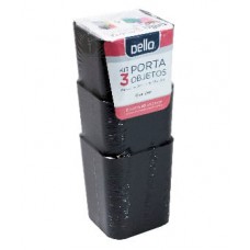 Kit C/ 3 Porta Objetos Protea Dello Preto