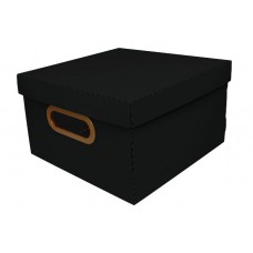 Caixa Organizadora Linho Protea Preta Larg. X Compr. Alt. 25x25x15cm Pequena