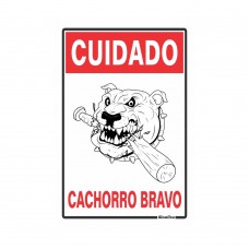 Placa De Sinalização 20x30cm Cuidado Cachorro Bravo Sinalize