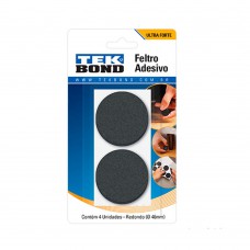 Feltro Redondo 46mm Com 4 Unidades Preto Tekbond