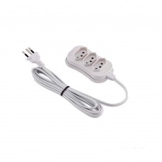 Extensão 3 Tomadas Slim Tripolar 5 Metros Branca Forceline