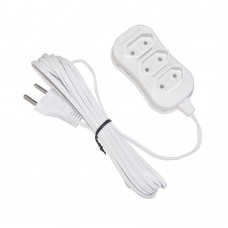 Extensão Elétrica 3 Metros 3 Tomadas Bivolt Branco Force Line