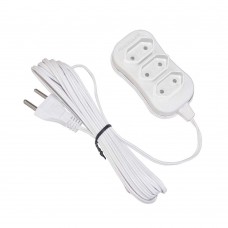 Extensão Elétrica 5 Metros 3 Tomadas Bivolt Branco Force Line