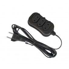 Extensão Elétrica 5 Metros 3 Tomadas Bivolt Preto Force Line