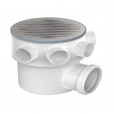 Caixa Sifonada Redonda 10x10x5cm Com Grelha Prata Inox Tigre