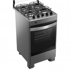 Fogão Brastemp 4 Bocas Cor Inox Com Botões Removíveis E Vidro Panorâmico Bivolt