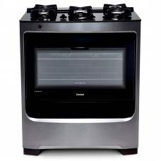 Fogão Consul 5 Bocas Cor Inox Com Mesa De Vidro E Trempe De Ferro Fundido Bivolt