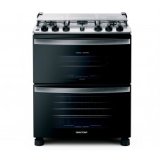 Fogão Brastemp 5 Bocas Duplo Forno Branco Com Botões Removíveis E Exclusivo Aro Protetor - Bfd5ncb 220v