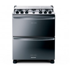 Fogão Brastemp 5 Bocas Duplo Forno Cor Inox Com Botões Removíveis E Exclusivo Aro Protetor - Bfd5ncr 110v