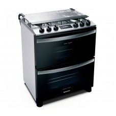 Fogão Brastemp 5 Bocas Duplo Forno Branco Com Turbo Chama E Touch Timer Com Autodesligamento - Bfd5gcb 220v