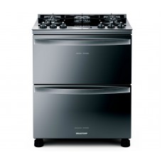 Fogão Brastemp 5 Bocas Duplo Forno Cor Inox Com Mesa De Vidro E Touch Timer Com Autodesligamento - Bfd5vcr 110v