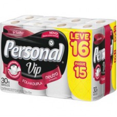 Papel Higiênico Folha Dupla Neutro Personal Vip Leve 16 Pague 15 Unidades